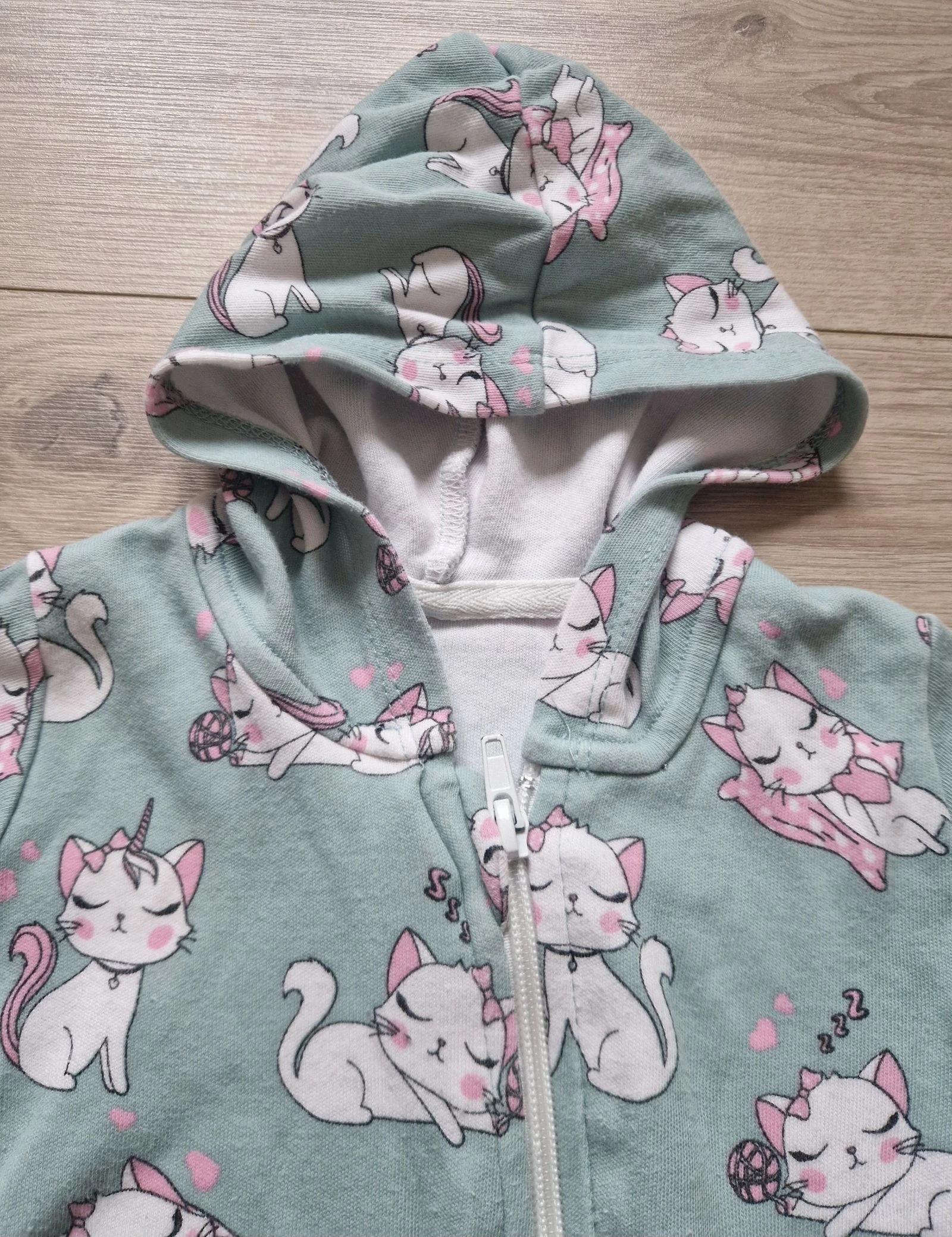 🦄 Pijama de bebé – Necix’s – motivo de gato unicornio – verde – talla 3-6 meses – buen estado – photo 4